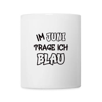 En juin, je porte du bleu dicton jeu de couleurs couleur - Mug blanc - blanc - Devant