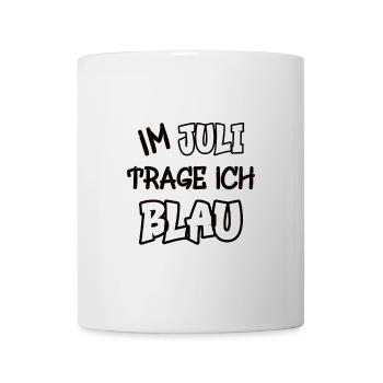 En juillet, je porte du dicton bleu jeu de couleurs - Mug blanc - blanc - Devant