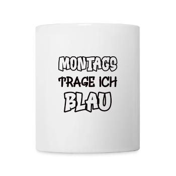 On Mondays I wear blue saying play of colors color - Mug - white - Front