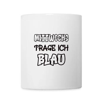 Le mercredi, je porte du bleu en disant jeu de couleurs - Mug blanc - blanc - Devant