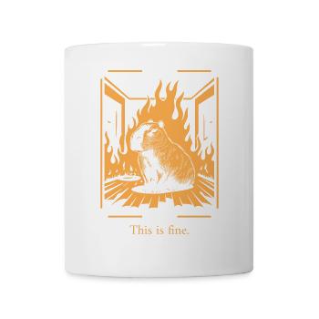 Capybara Amidst Flames This is Fine Meme Art - Mug - white - Front