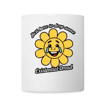 Juste ici pour laisser tomber un peu d’angoisse existentielle en souriant - Mug blanc - blanc - Devant