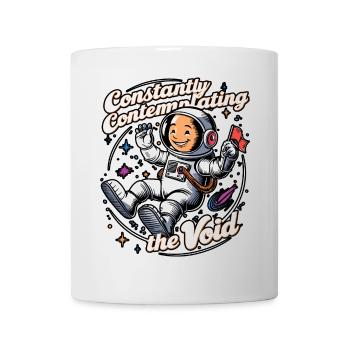 Astronaut Contemplating Void Cartoon Space Humor - Mug - white - Front