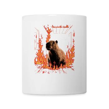 Capybara In Flames This is Fine Meme Art - Mug - white - Front