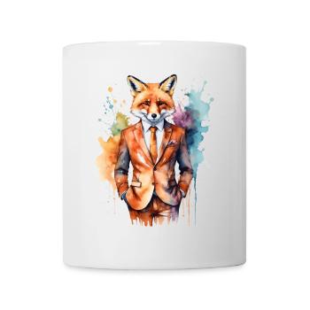 Fuchs Anzug Bunt Tier Design Print - Tasse - Weiß - Vorne