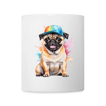 Carlin Snapback Cap Chien Coloré Drôle Design Imprimer - Mug blanc - blanc - Devant