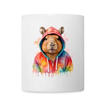 Capybara Hoodie Capy Bunt Tier Design Print - Tasse - Weiß - Vorne