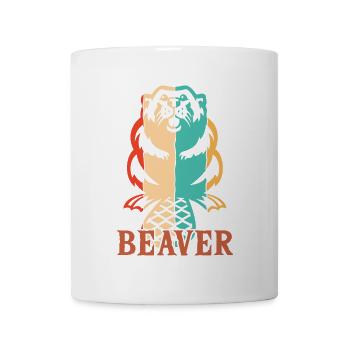 Retro Eurasischer Castor Canadensis Nordamerikanisch - Tasse - Weiß - Vorne