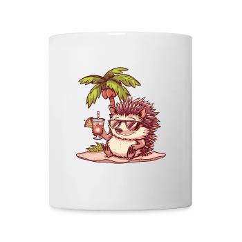 Igel Sommer Strand Comic - Tasse - Weiß - Vorne