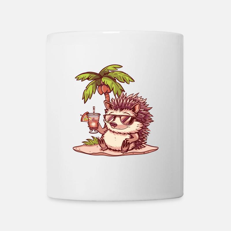 Hérisson Été Plage Bande Dessinée - Mug blanc - blanc