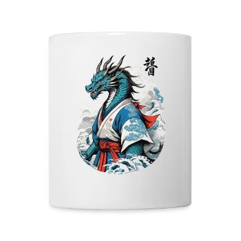 Dragon Samurai Vintage Ukiyo-e Style - Mug - white - Front