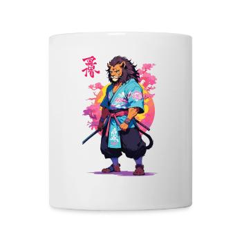 Conception esthétique Samurai Cat Vaporwave - Mug blanc - blanc - Devant