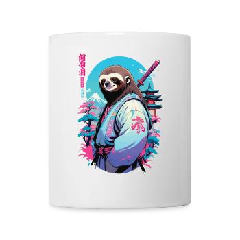 Samurai Faultier Aesthetic Vaporwave Stil - Tasse - Weiß - Vorne