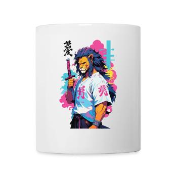 Samouraï Lion Esthétique Vaporwave Style Japon Art - Mug blanc - blanc - Devant
