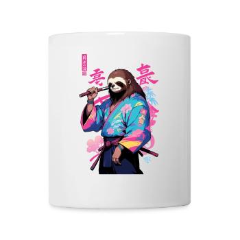 Samurai Sloth Aesthetic Vaporwave Style Art - Mug - white - Front