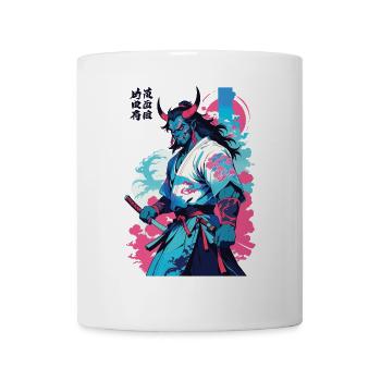 Samouraï Oni Yokai Esthétique Style Vaporwave - Mug blanc - blanc - Devant