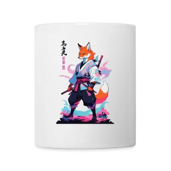 Kitsune Samurai Fuchs Aesthetic Vaporwave Stil - Tasse - Weiß - Vorne