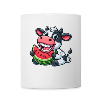 Lustiger Kuh Bulle Stier Wassermelone Sommer - Tasse - Weiß - Vorne