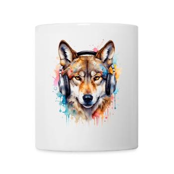 Casque de loup Musique Coloré Animal Design Imprimer - Mug blanc - blanc - Devant