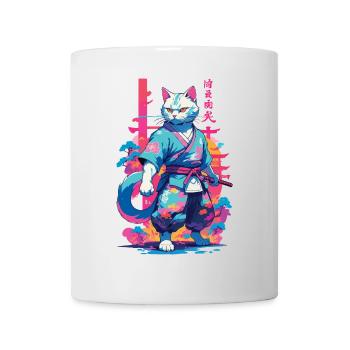 Chat samouraï Vaporwave Esthétique Japon Art - Mug blanc - blanc - Devant