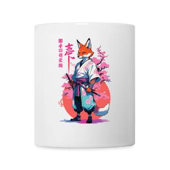 Kitsune Samurai Fuchs Aesthetic Vaporwave Stil - Tasse - Weiß - Vorne