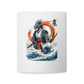 Dragon Samurai & Vintage Ukiyo-e Style Artwork - Mug - white - Front