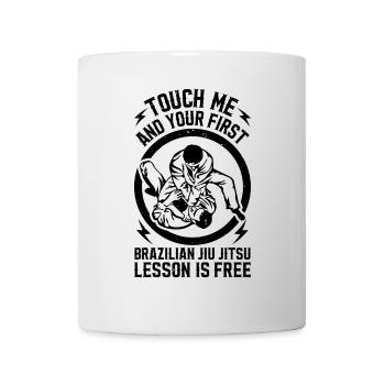 Touch me and your first Brazilian Jiu Jitsu lesson - Mug - white - Front