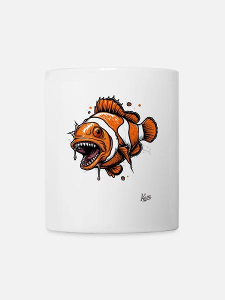 Lustiger Horror Clownfisch - Tasse - Weiß