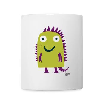 Little Green and Purple Cuddly Monster - Mug - white - Front