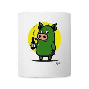 Boire et fumer Grunt : le méchant Piggy Boy - Mug blanc - blanc - Devant