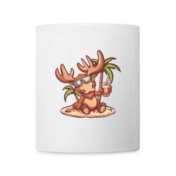 Elch Sommer Strand Comic - Tasse - Weiß - Vorne