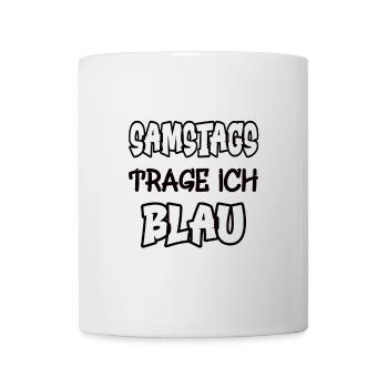 Le samedi, je porte du bleu en disant jeu de couleurs - Mug blanc - blanc - Devant