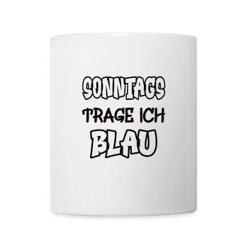 Le dimanche, je porte du bleu en disant jeu de couleurs - Mug blanc - blanc - Devant
