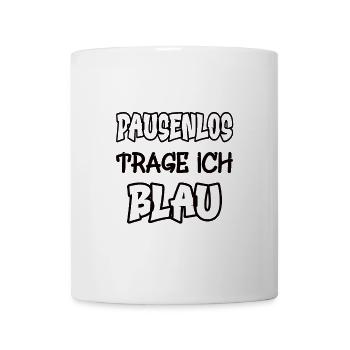 Sans cesse je porte du bleu, en disant, jeu de couleurs, couleur - Mug blanc - blanc - Devant