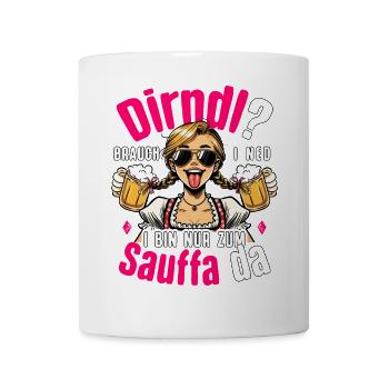 Trachtenshirt Damen Trachten T-Shirt Dirndl Outfit - Tasse - Weiß - Vorne