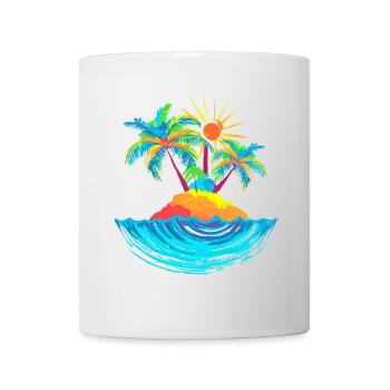 Island with palm trees in the sea - Abstract illustration - Mug - white - Front