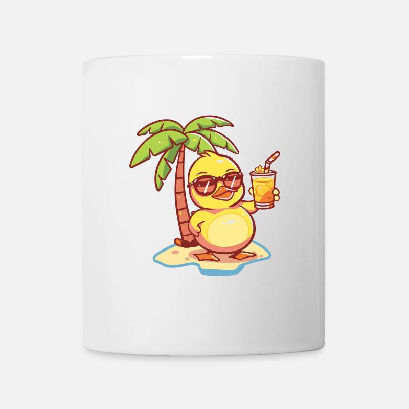 Ente Sommer Strand Comic - Tasse - Weiß