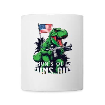 Suns Out Guns Out Funny United States Dinosaur 4th July - Mug - white - Front
