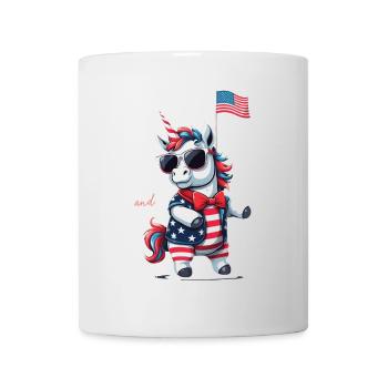 Mignon Licorne des États-Unis 4 de juillet Drapeau américain - Mug blanc - blanc - Devant