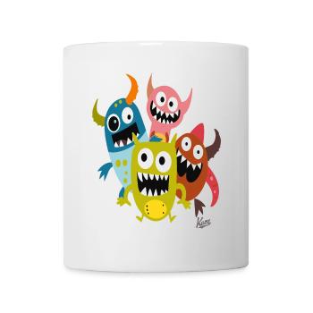 Un groupe d’amis monstres amusants - Mug blanc - blanc - Devant