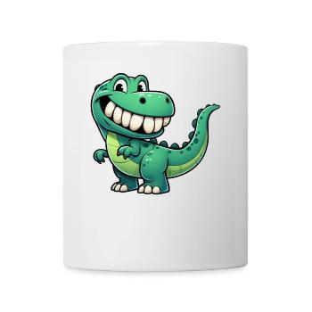 Cute T-Rex cartoon shy grinning - Mug - white - Front