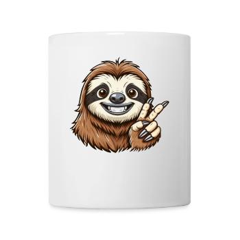 Cute Sloth Teeth Show Joy Cartoon Peace - Mug - white - Front