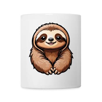 Cute Happy Cartoon Sloth - Mug - white - Front