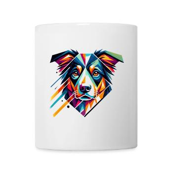 Colorful Geometric Dog Art Australian Shepherd - Mug - white - Front
