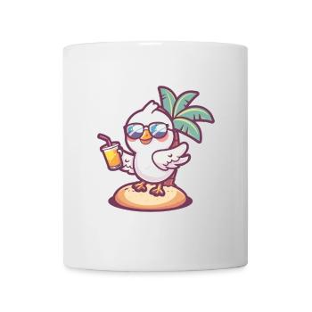Taube Vogel Sommer Strand Comic - Tasse - Weiß - Vorne