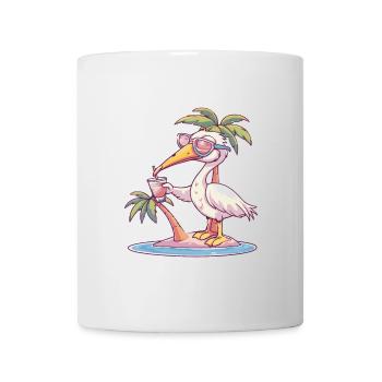 Pélican oiseau d’été plage bande dessinée - Mug blanc - blanc - Devant