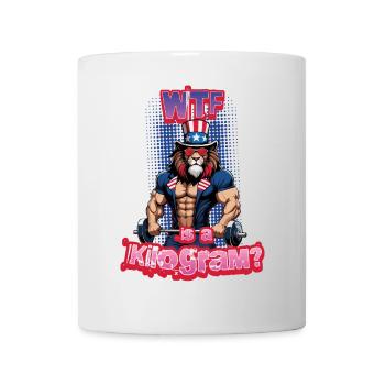 WTF est un kilogramme musclé bodybuilder Leo - Mug blanc - blanc - Devant