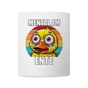 Lustiger Mental am Ente Cartoon Vintage Humor - Tasse - Weiß - Vorne