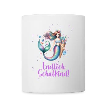 Einschulung Schulanfang Meerjungfrau Schultüte - Tasse - Weiß - Vorne