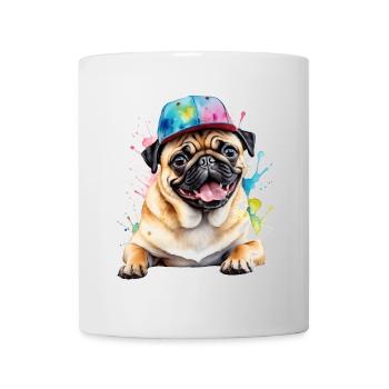 Carlin Snapback Cap Chien Coloré Drôle Design Imprimer - Mug blanc - blanc - Devant